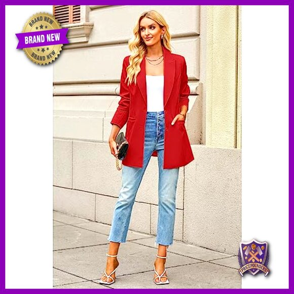 Long Blazer Jacket Business Casual Professional Office Work Wear Lapel Pockets - Picture 6 of 7